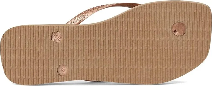 Havaianas Slim Square Logo Metallic Flip-Flop Women's Sandals Rose Gold/Rose Gold : EU 39-40 (US Women's 9-10) M, Rubber - Image 3