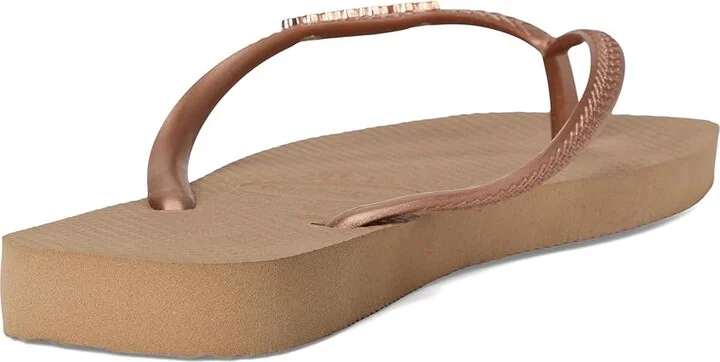 Havaianas Slim Square Logo Metallic Flip-Flop Women's Sandals Rose Gold/Rose Gold : EU 39-40 (US Women's 9-10) M, Rubber - Image 4