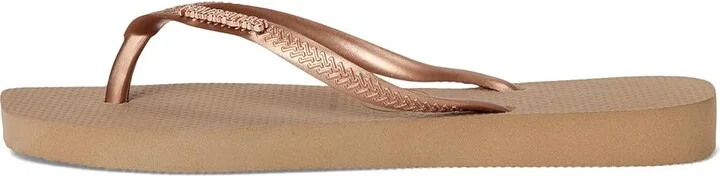 Havaianas Slim Square Logo Metallic Flip-Flop Women's Sandals Rose Gold/Rose Gold : EU 39-40 (US Women's 9-10) M, Rubber - Image 6
