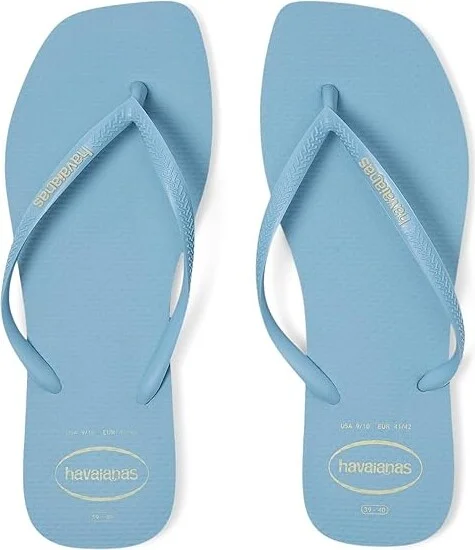 Havaianas Slim Square Logo Pop Up Sandals Women's Sandals Lavendar Blue : EU 36 (US Women's 6) M, Rubber