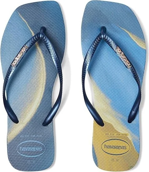 Havaianas Slim Square Trendy Sandals Women's Sandals Navy Blue : EU 36 (US Women's 6) M, Rubber