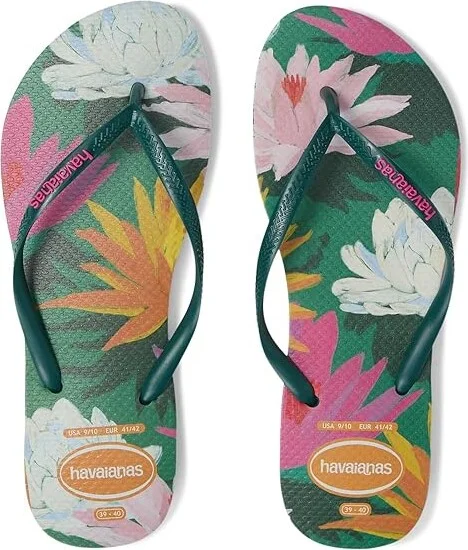 Havaianas Slim Summer Bliss Sandals Women's Sandals Pantanal Green : EU 37-38 (US Men's 5-6 - Women's 7-8) M, Rubber