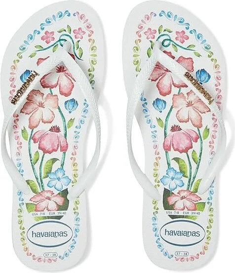 Havaianas Slim Tropicalia Vibes Sandals Women's Sandals White : EU 41-42 (US Women's 11-12) M, Rubber