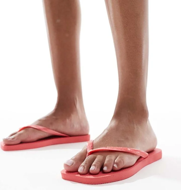 Havaianas square toe flip flops in coral