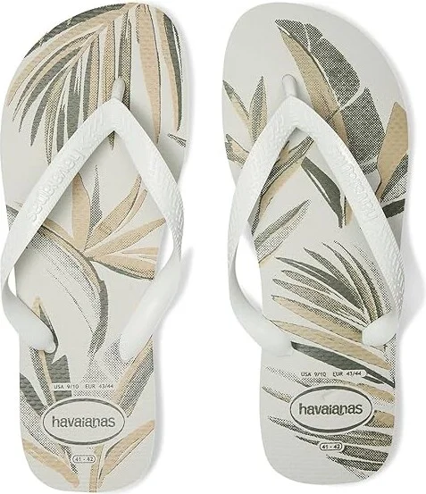 Havaianas Top Aloha Sandal Men's Sandals White/White/Green Olive : EU 45/46 ( US Men's 13) M, Rubber