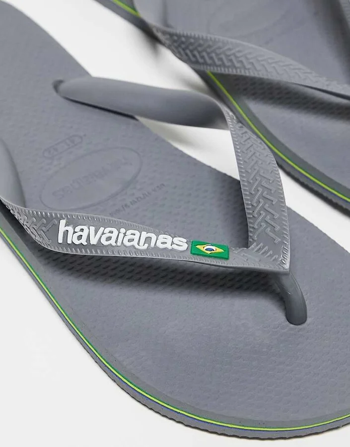 Havaianas unisex Brasil Logo flip flops in gray - Image 3