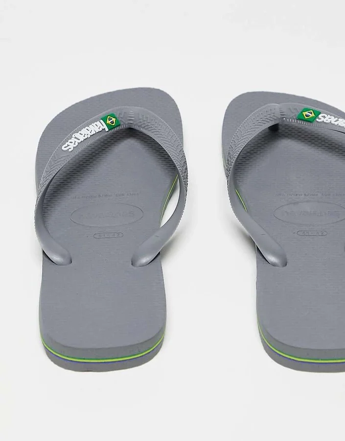 Havaianas unisex Brasil Logo flip flops in gray - Image 4
