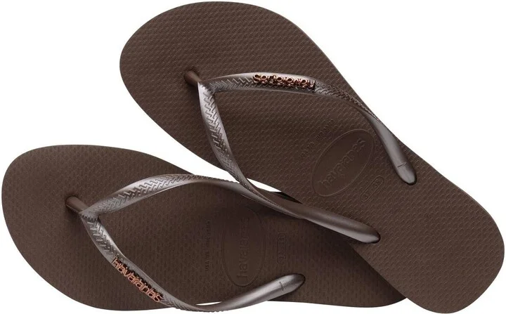 Havaianas Women's Slim Logo Metallic Round Toe Sandals - Image 3