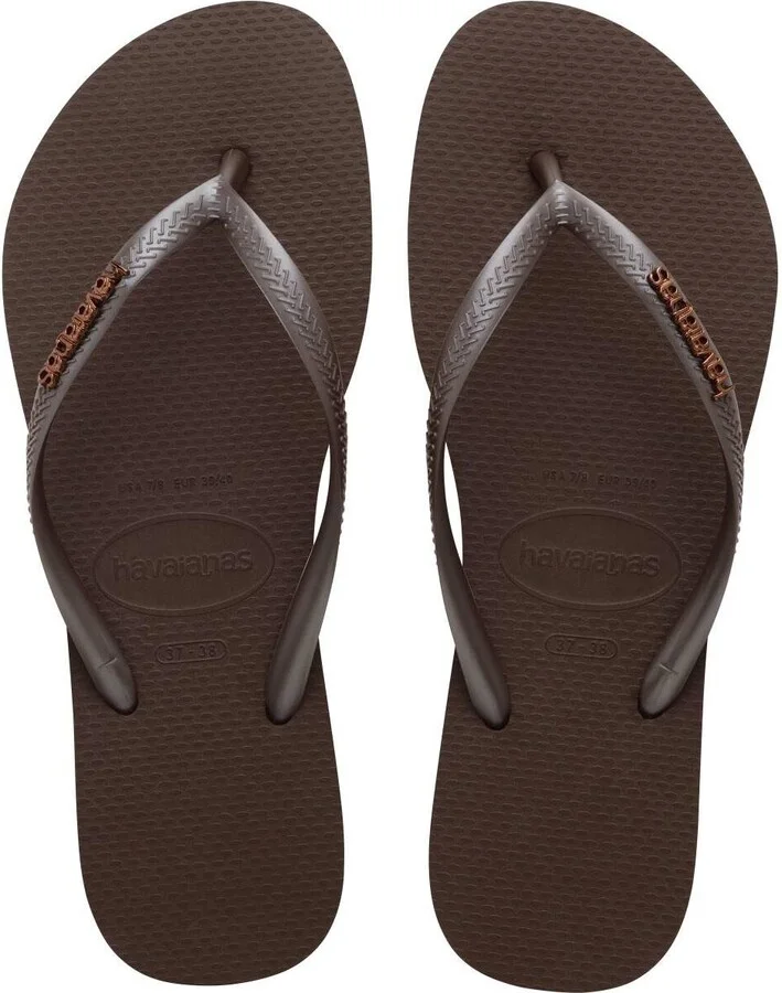 Havaianas Women's Slim Logo Metallic Round Toe Sandals - Image 4