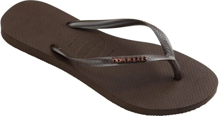 Havaianas Women's Slim Logo Metallic Round Toe Sandals