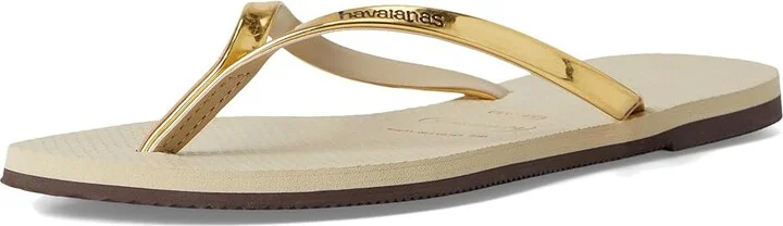 Havaianas You Metallic Flip Flop Sandal Women's Sandals Golden Sand Metallic : EU 35-36 (US Men's 4-5 - Women's 5-6) M, Synthetic - Image 5