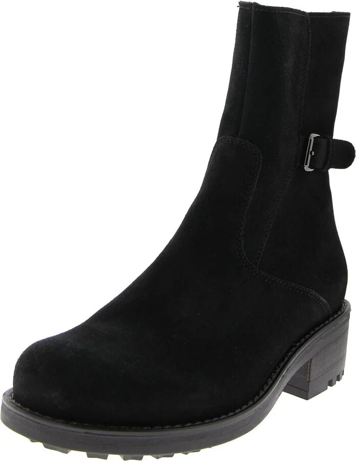 Havan Womens Suede Lugged Sole Ankle Boots