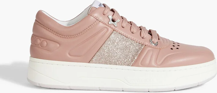 Hawaii perforated glittered leather sneakers