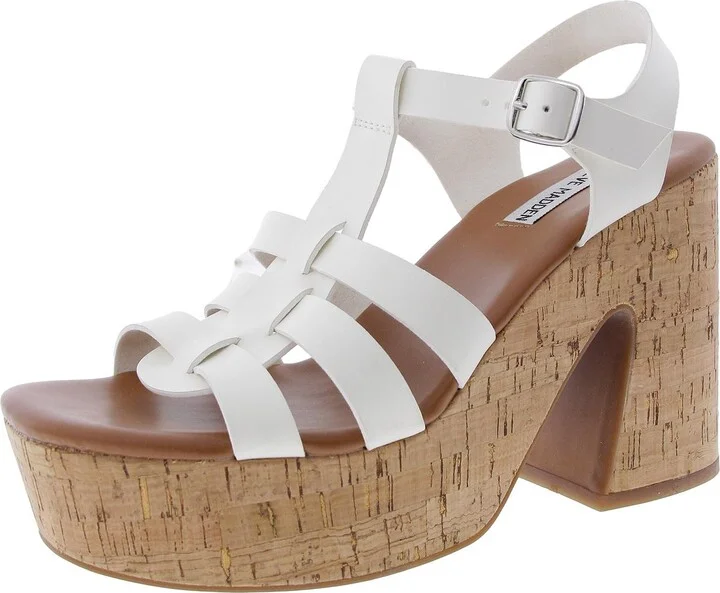 Hawaii Womens Woven Faux Leather Platform Sandals
