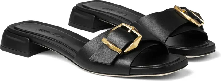 Hawke buckled leather slides - Image 2