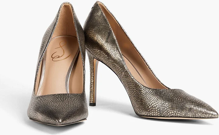 Hazel metallic textured-leather pumps - Image 2