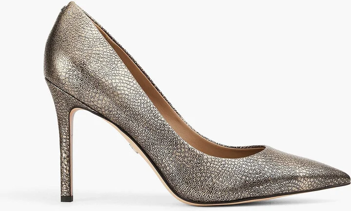Hazel metallic textured-leather pumps