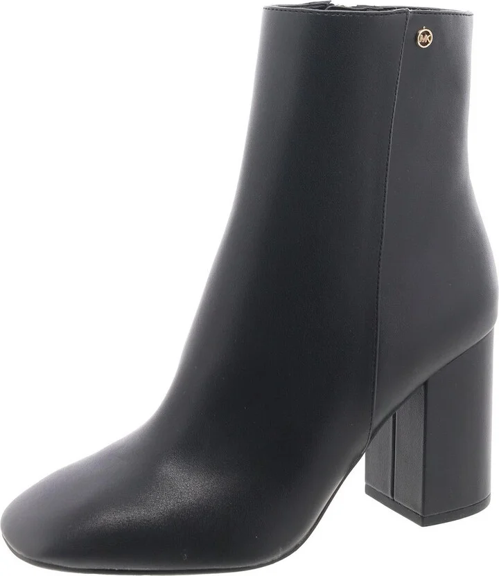 Hazel Womens Faux Leather Block Heel Booties