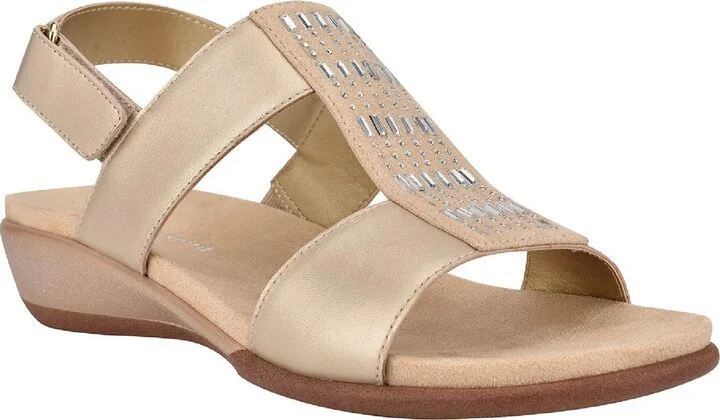 Hazel Womens Leather Adjustable Flat Sandals