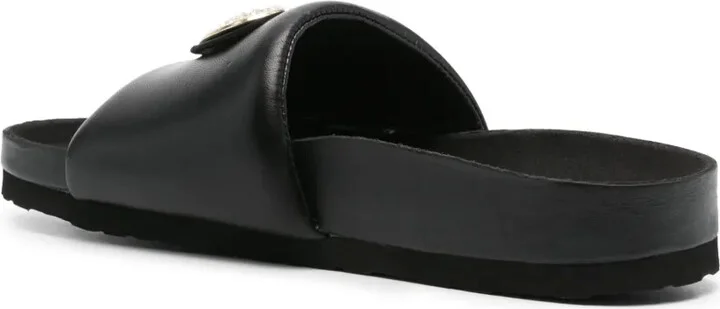 Heart-Appliqué Leather Slides - Image 3