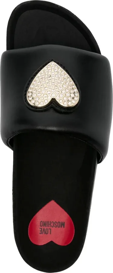 Heart-Appliqué Leather Slides - Image 4