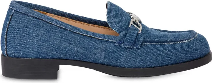 Heart-Charm Denim Loafers