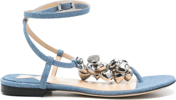 Heart-Charm Flat Sandals