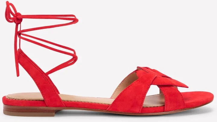 Heart Detail Flat Sandals, Post Box Red