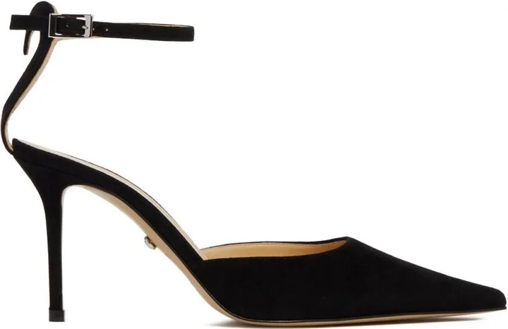 Heart Detail Pointed-Toe Suede Pumps