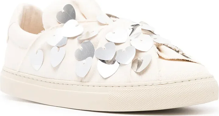 Heart-Embellished Low-Top Sneakers - Image 2