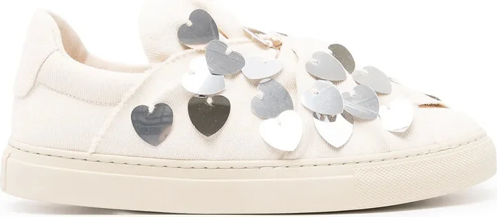 Heart-Embellished Low-Top Sneakers