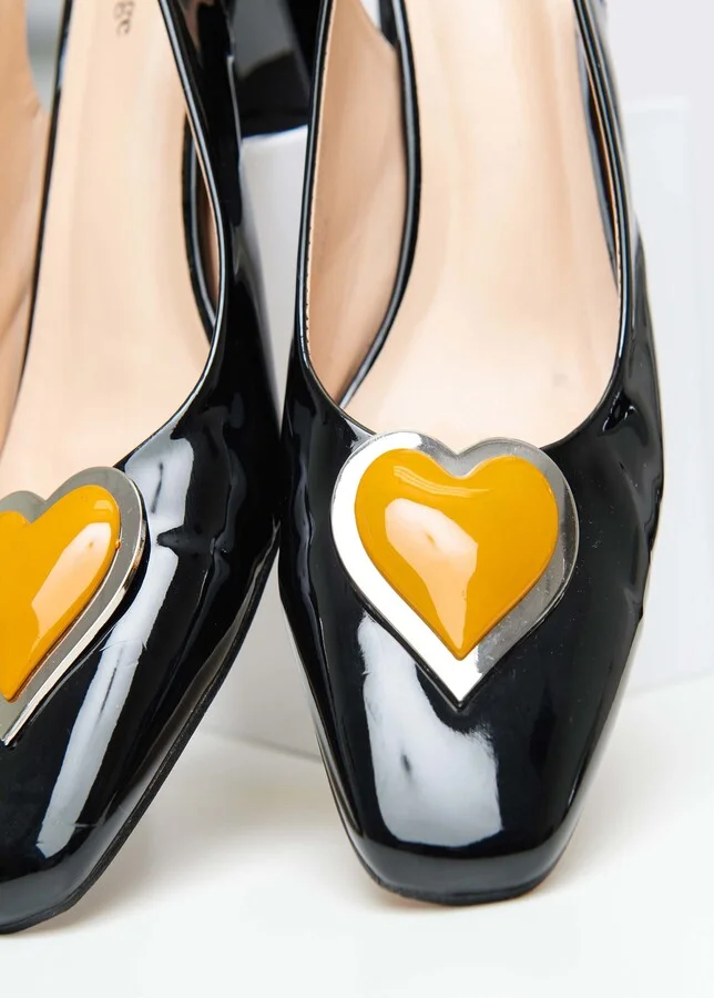 Heart Leatherette Slingback Heels - Image 2