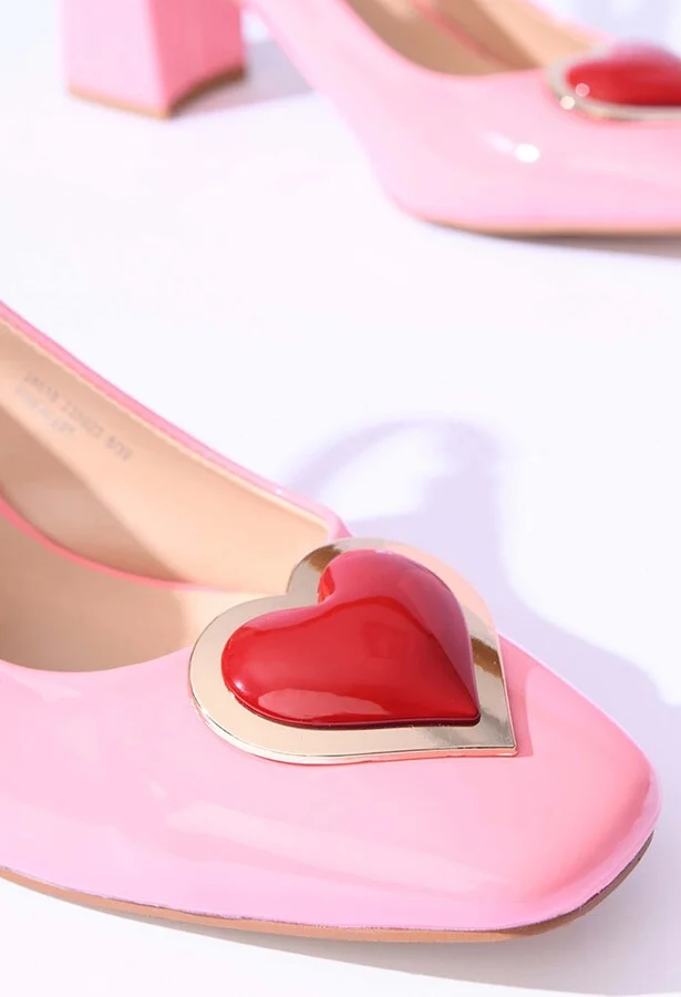 Heart Leatherette Slingback Heels - Image 4