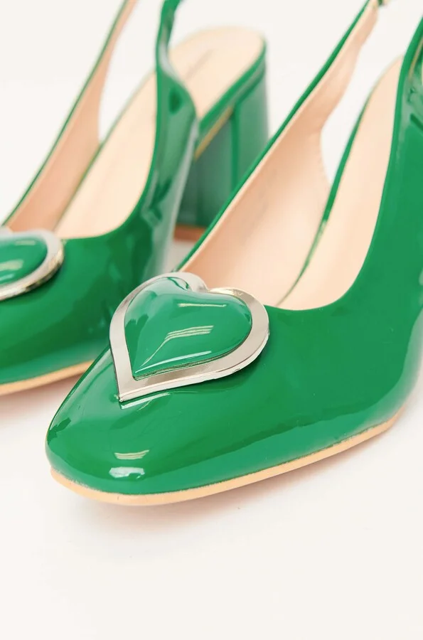 Heart Leatherette Slingback Heels - Image 7