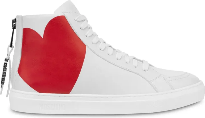 Heart-Print Hi-Top Sneakers