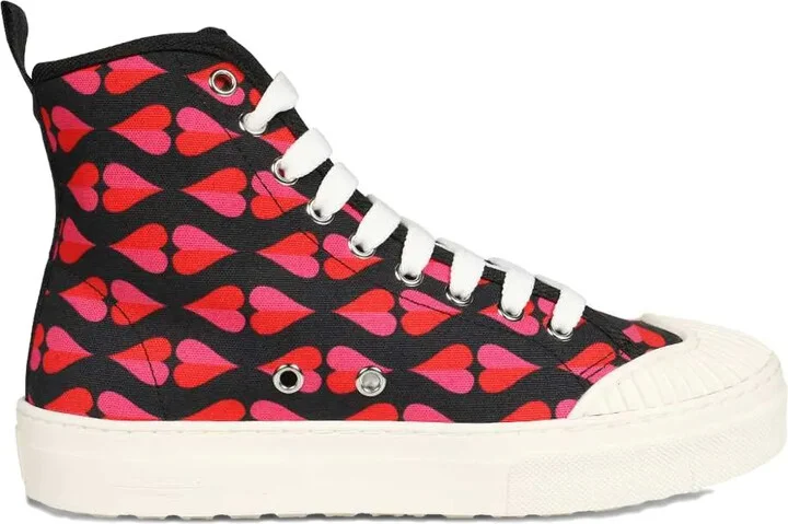 Heart-Print High-Top Sneakers