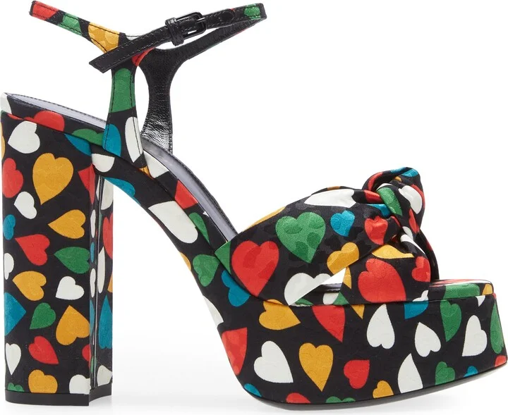 Heart Print Jacquard Platform Sandal - Image 3