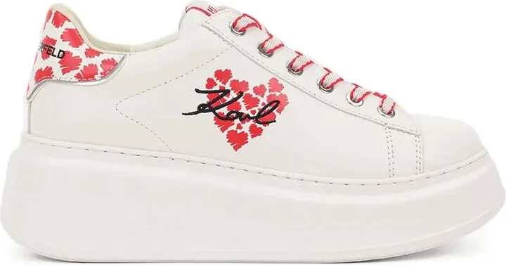 Heart-Print Platform Sneakers