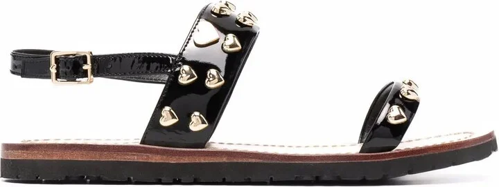 Heart-Stud Flat Sandals