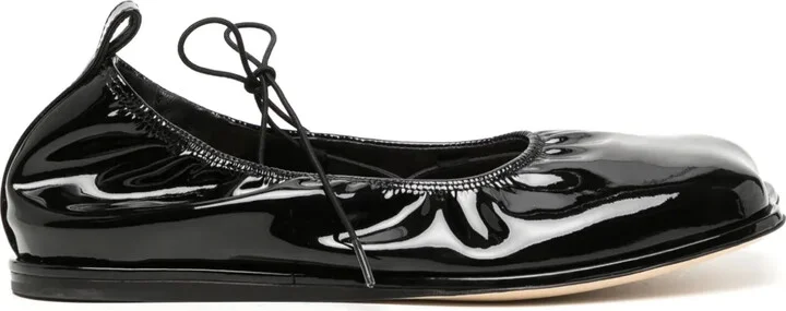 Heart-Toe Patent Leather Ballerina Shoes