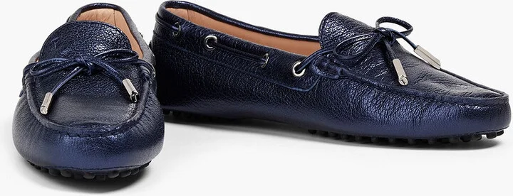 Heaven Lacetto metallic textured-leather loafers - Image 2