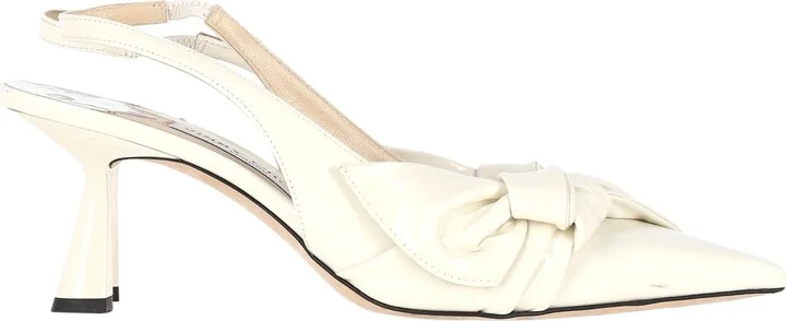 Hedera Slingback Kitten Heel Pumps in White Leather