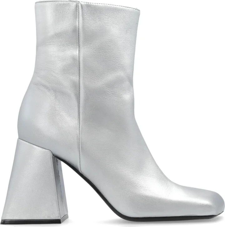 Heeled Ankle Boots Sand, , - Silver