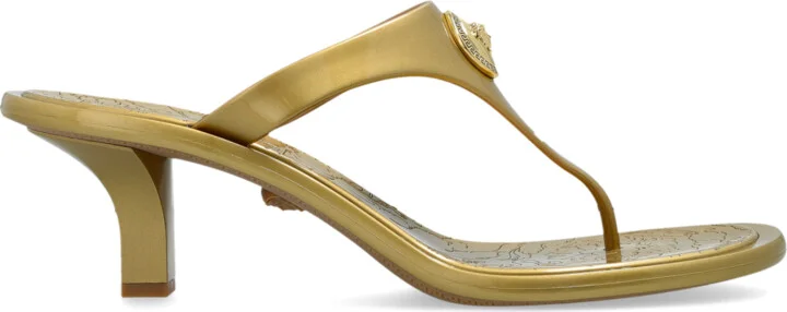 Heeled Flip-flops, , - Gold