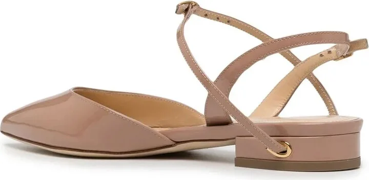 Heeled Leather Ballerina Shoes - Image 3
