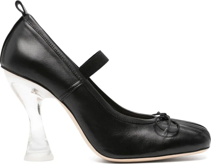 Heeled Leather Ballerina Shoes