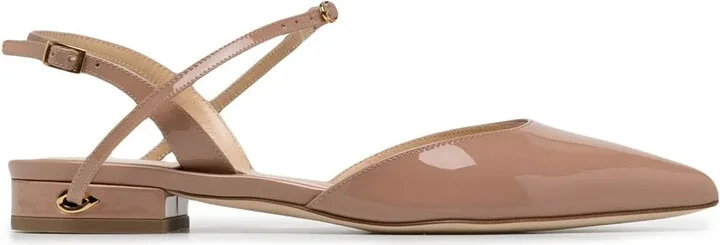 Heeled Leather Ballerina Shoes