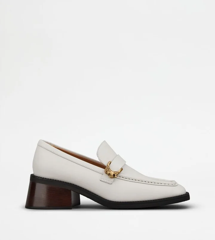 Heeled Loafers in Leather
