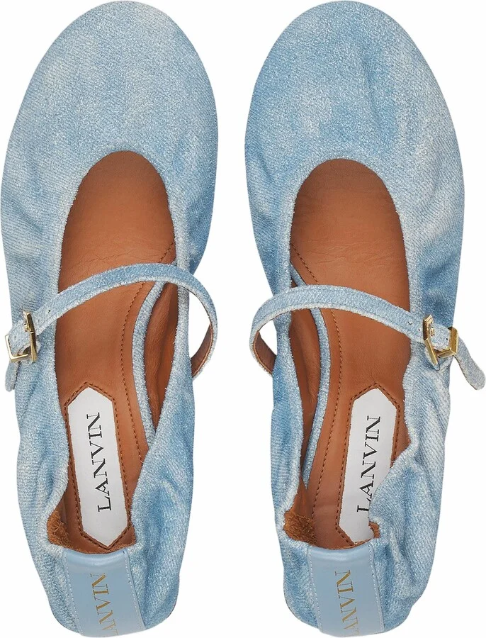 Heeled Mary Janes In Leather With A Faded Denim Effect - Image 3