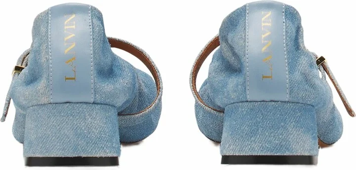 Heeled Mary Janes In Leather With A Faded Denim Effect - Image 4